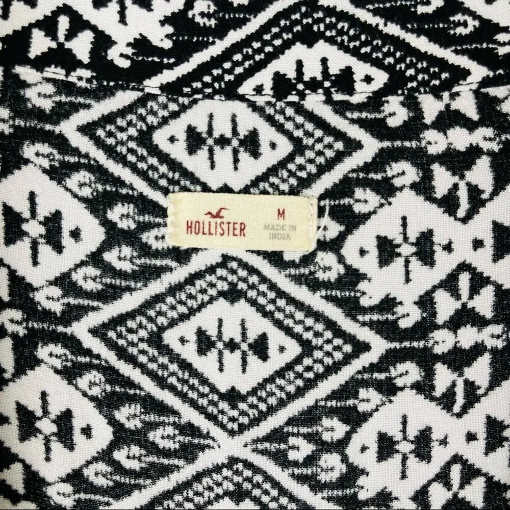 Hollister black white tribal southwest geometric lightweight cardigan top medium - Picture 7 of 9